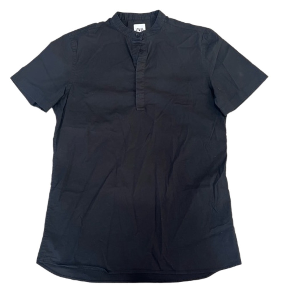 Zara Black V-Neck Casual Shortsleeve T-Shirt Size Medium, Superslim Fit